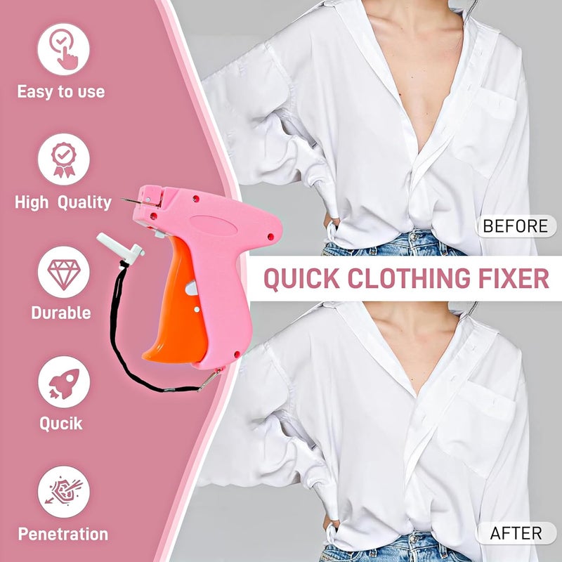TANKITIAL Stitch Gun for Clothes， Handheld Stitch Gun Quick Clothing Fixer，Sewing Kit Includes 1,000 Black Fasteners & 1,000 White Fasteners & 6 Needles (Pink-orange) - Image 5